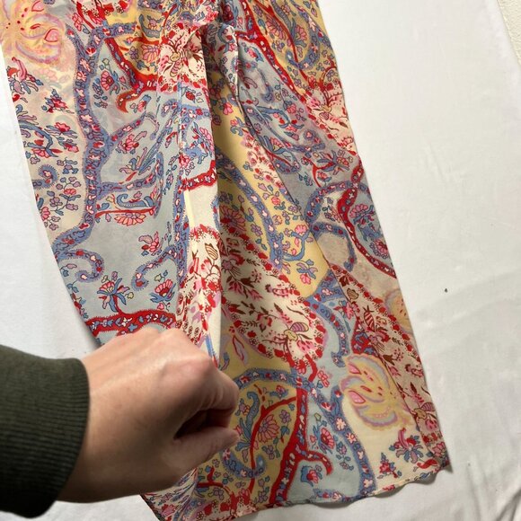 Veronica Beard Kaydence Paisley Silk Midi Skirt Multi  Ruffle Sheer 00 - Picture 13 of 16